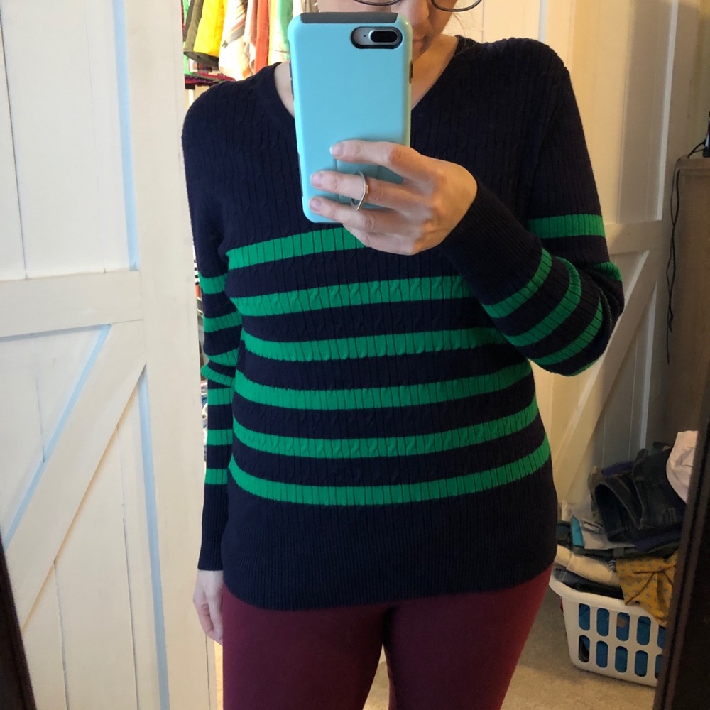Striped sweater navy and green. Brand new.